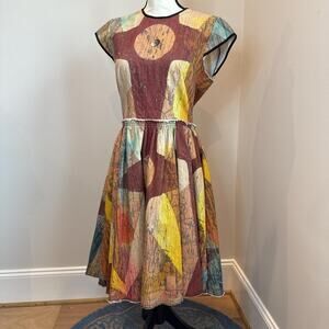 Multicolored patchwork midi dress